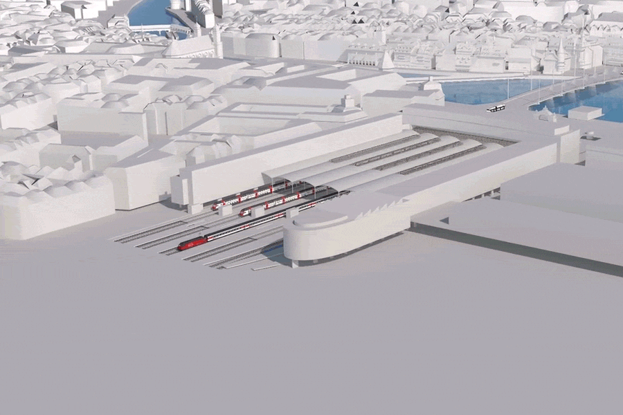 Durchgangsbahnhof Kanton Luzern Visualisierung 3D Animation